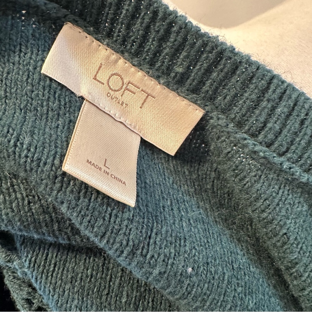 LOFT Teal Diamond Knit Women's Sweater - Picture 7 of 8